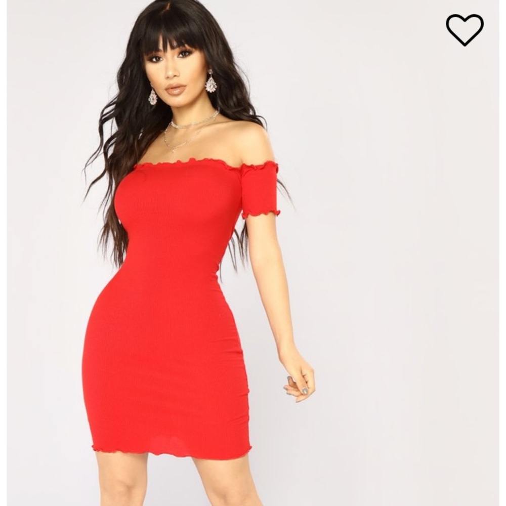 Fashion nova red off the shoulder dress